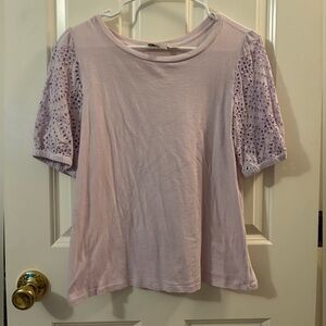 Lavender Eyelet Sleeve Women's Top Size Small Petite